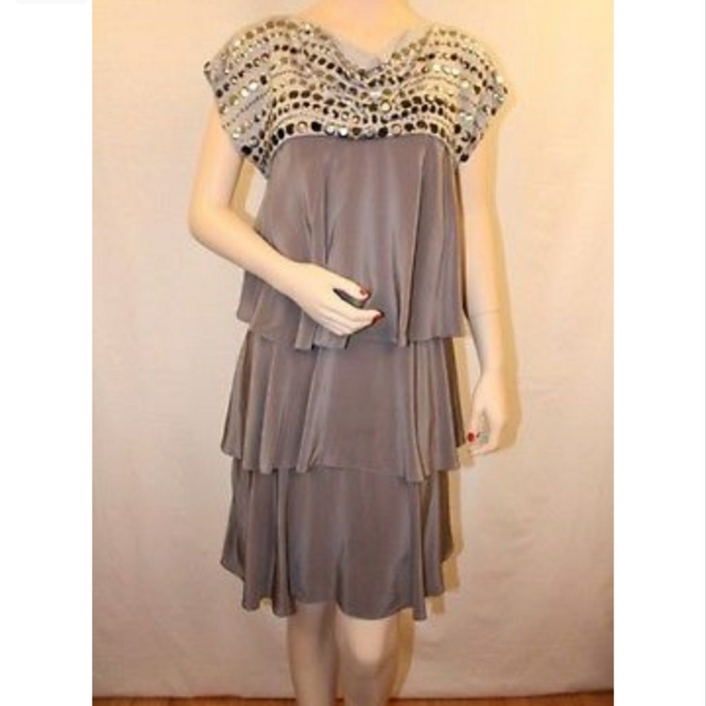 BCBG Max Azria silk tier ruffle dress